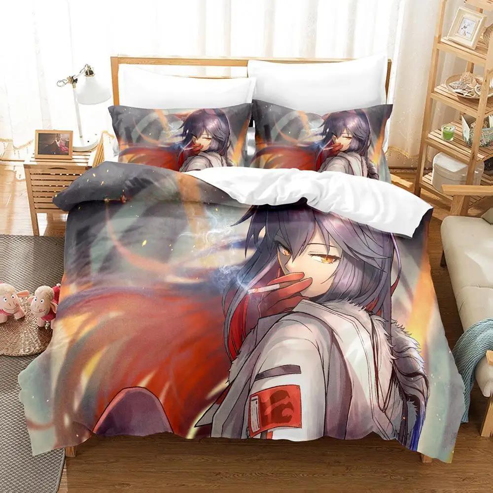 NEw Kawaii Anime Arknights Bedding Set Single Twin Full Queen King Size Bed Set Adult Kid Bedroom Duvet Cover Sets Home Textiles