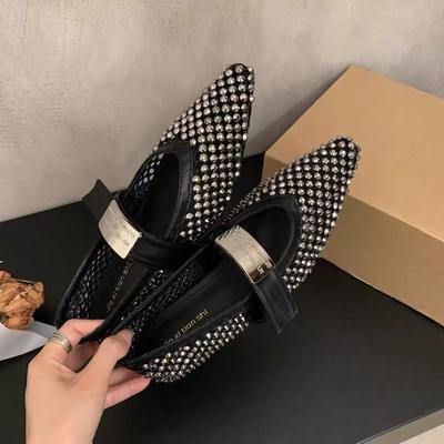 2025 новые французские ретро остроносые туфли-мюли со стразами, женская модная обувь, нескользящие крутые тапочки