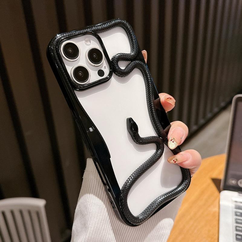 Покрытие 3D змеиной формы модный полый чехол для iPhone 16 Pro Max 15 Pro 14 Plus 13 12 11 противоударный мягкий силиконовый чехол для телефона