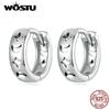 WOSTU Classic 925 Sterling Silver Hollow Star Moon Hoop Earrings For Women Party Jewelry s925 Silver Ear Clips Earring Punk Gift