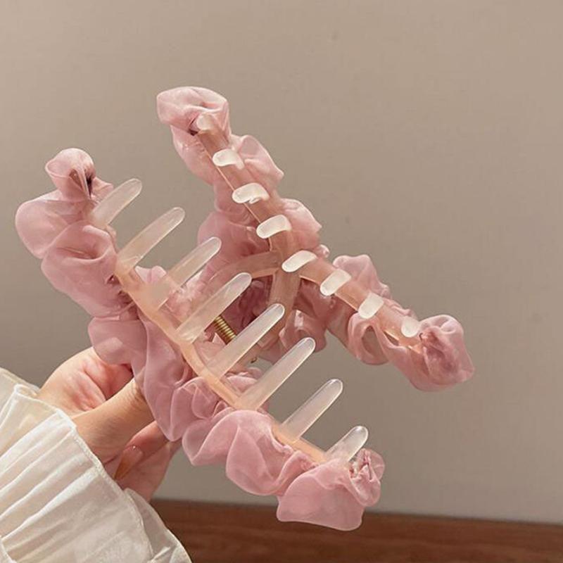 Сетчатая плиссированная заколка для волос для женщин, корейская простая элегантная темпераментная заколка в виде акулы, заколка для волос для девочек, новый головной убор, аксессуар для волос во французском стиле, заколка в виде акулы