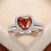 Huitan Привлекательные кольца 2 шт./компл. с гранатовым сердцем для женщин Тренд Темпераментные аксессуары для помолвки Шикарные свадебные украшения