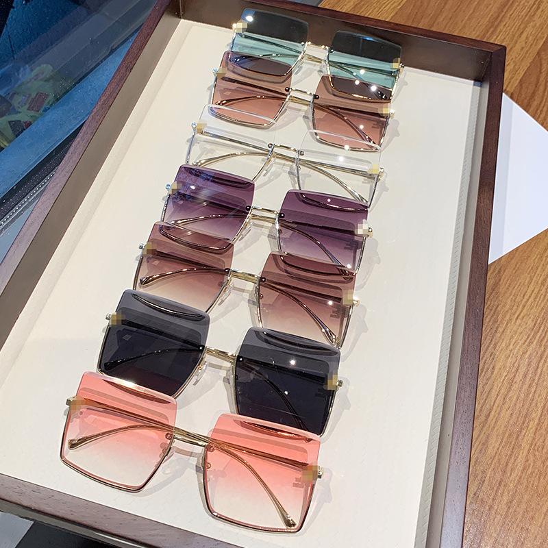 Солнцезащитные очки в металлической полуоправе, модные солнцезащитные очки, ретро-солнцезащитные очки с большой оправой, женские, буква F, главная