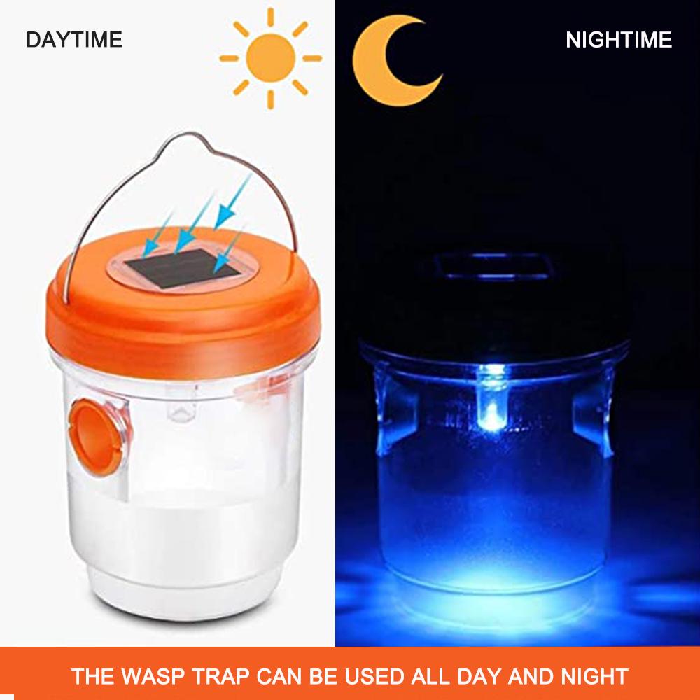 Insect Trap Solar Powered Wasp Trap with UV LED Light Effective and Reusable Fruit Fly Trap Wasp Killer Bee Flies Hornets Bugs Catcher