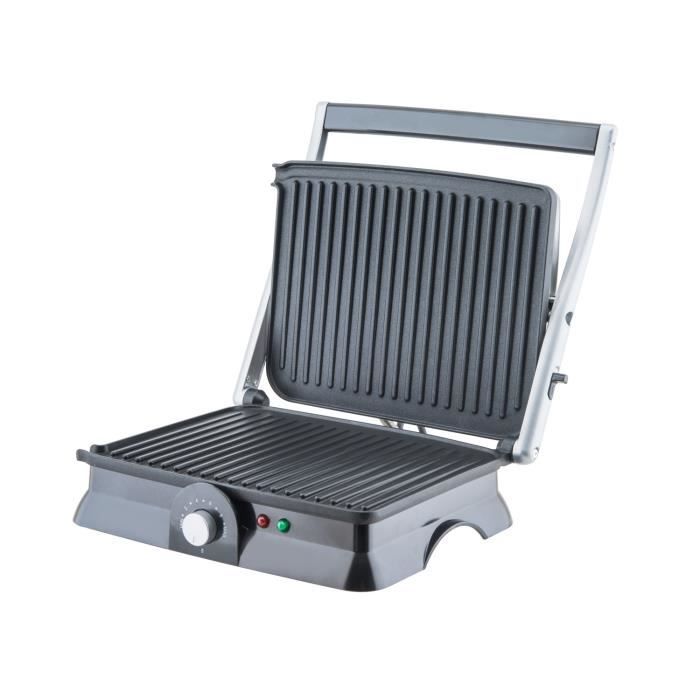 Grill électrique HKoeNIG - GR20 - Surface cuisson 29,7x23cm - Température réglable - 2000W - Inox