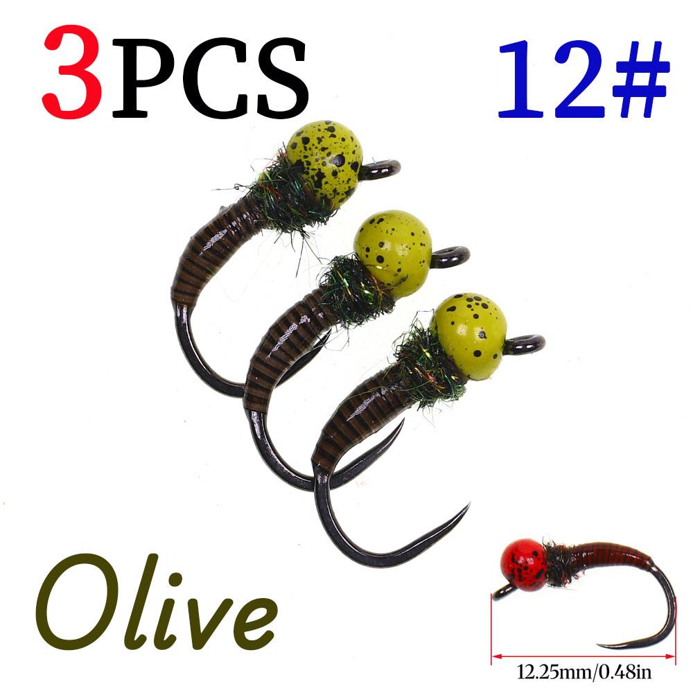 3 шт./4 шт. #12 #14 Быстро тонущие офсетные джиг-головки с вольфрамовой бусинкой без бородки, нимфы пердигон для ловли форели, черные с пятнышками