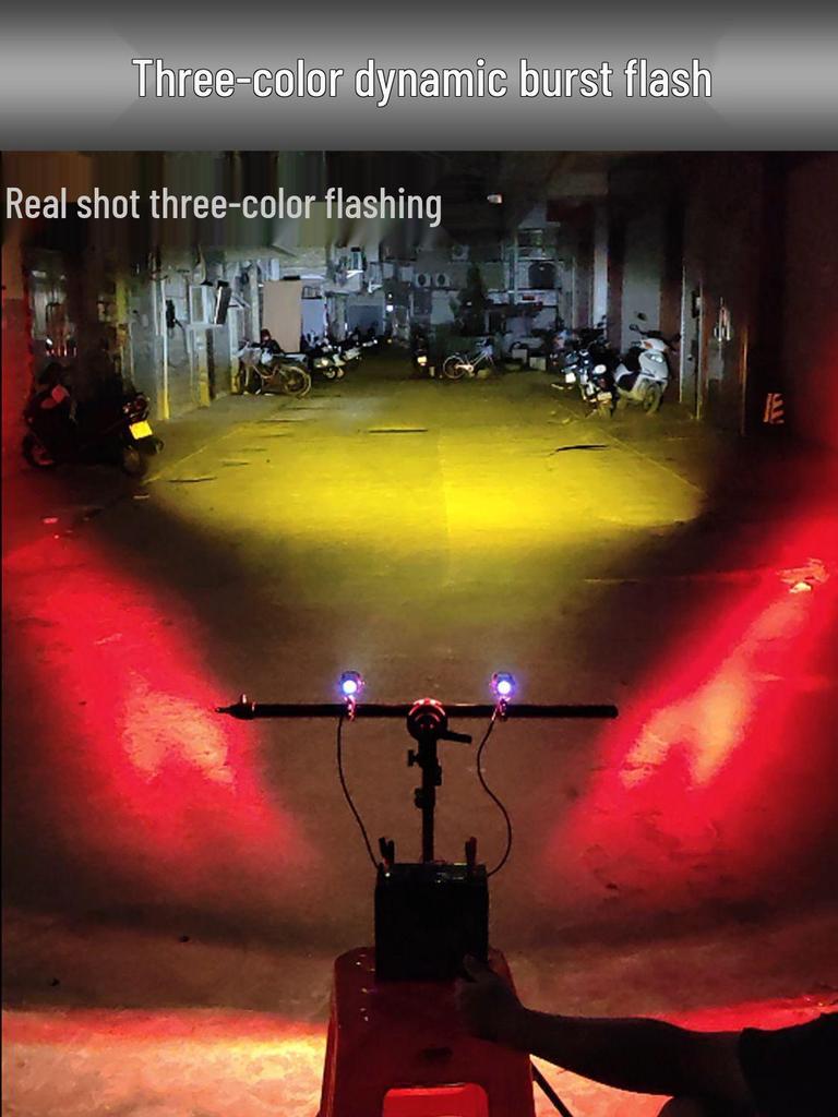 Светодиодный мотоциклетный прожектор высокой интенсивности с дьявольским глазом - Суперяркий, Четырехцветный стробоскоп, Дальний/Ближний свет