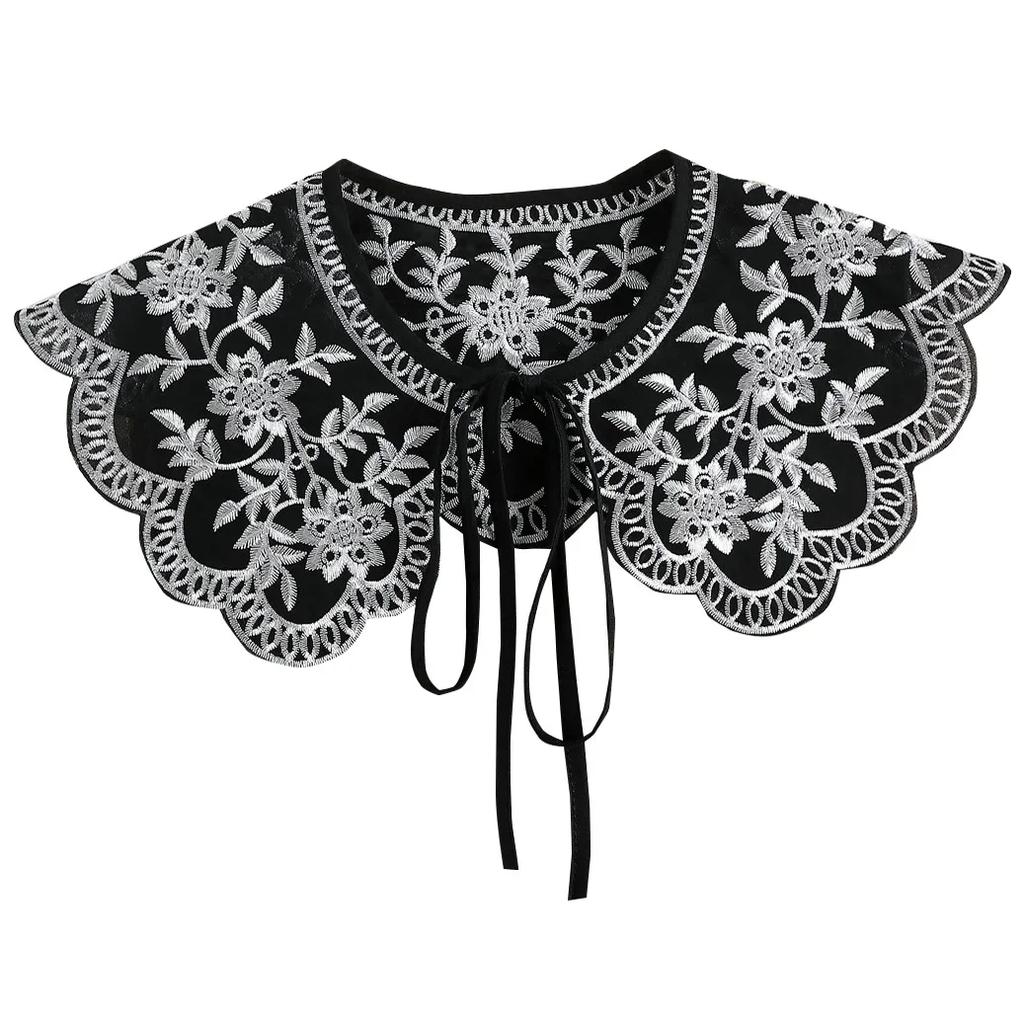 Fashion  Front Tie White Fake Collar for Women Stand Detachable Collar Fake Girls Vintage Lace Ladies False Blouse Collar