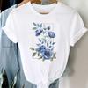 (Азиатский размер) Повседневная футболка с принтом в виде бабочки и цветочного узора, футболка с коротким рукавом, модная женская одежда, женские футболки с принтом и круглым вырезом