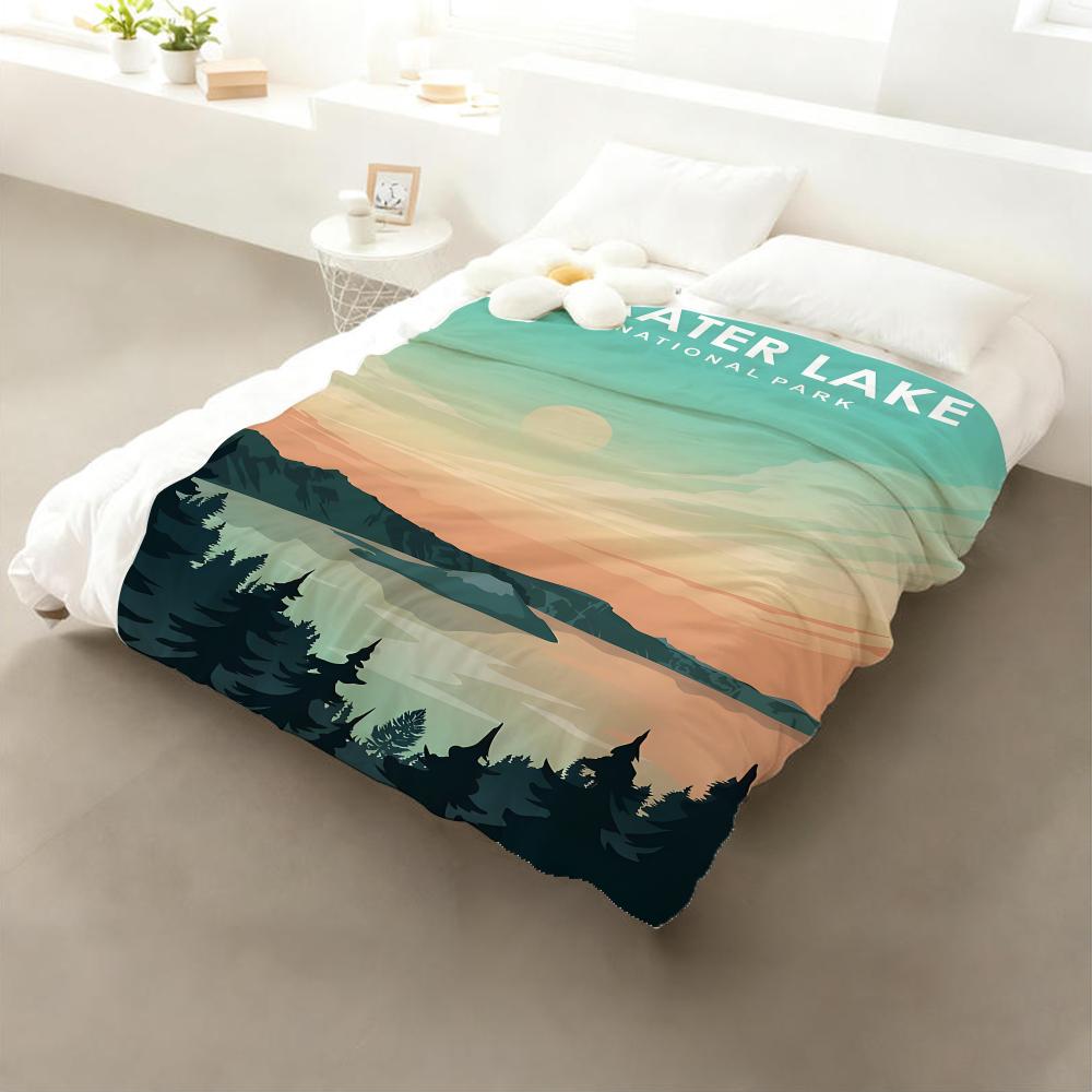 Crater Lake National Park Throw Flannel Throw Blanket: Soft Kid-Friendly Warm Anti-Static All Season Washable Couch Bed Home