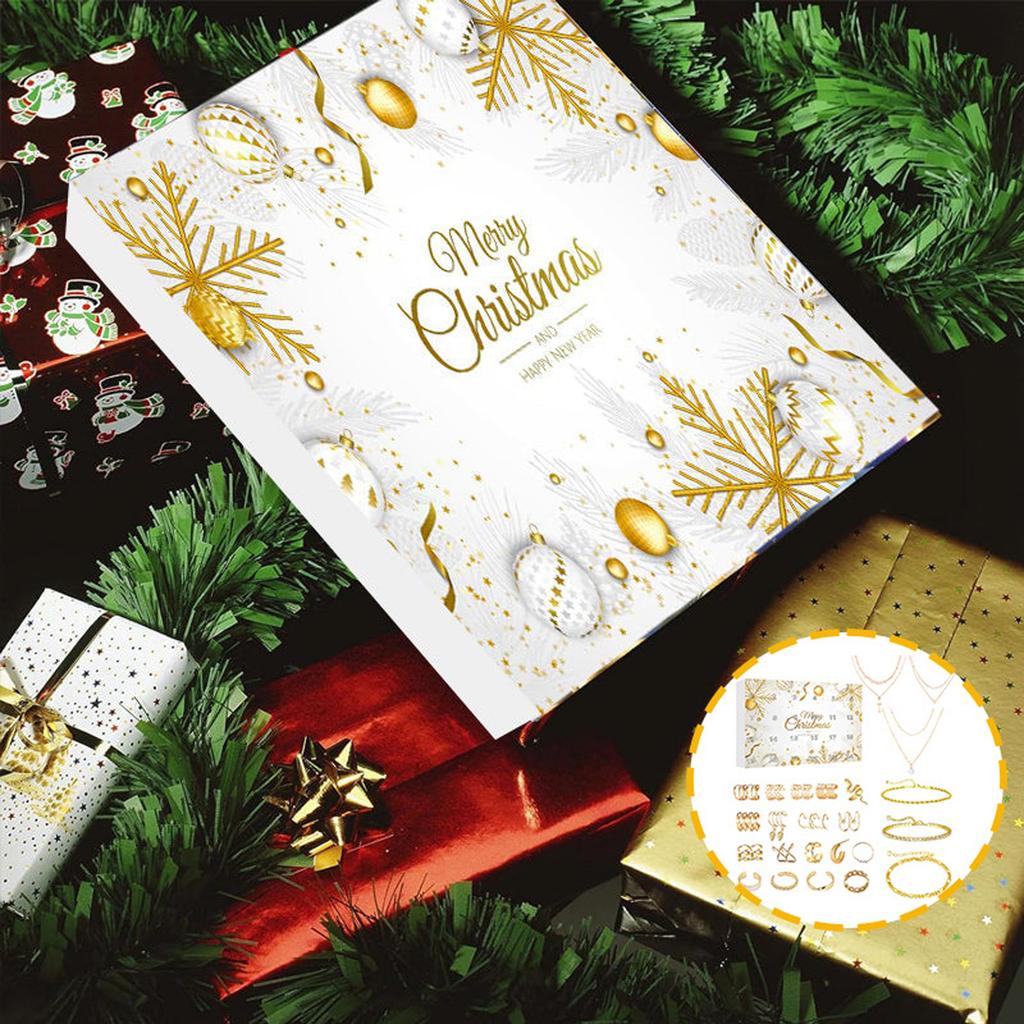 3D Ювелирный Адвент-календарь для взрослых женщин, 24-дневный Рождественский календарь обратного отсчета, Ожерелье, кольцо, серьги, браслет, Рождественский сюрприз-подарок