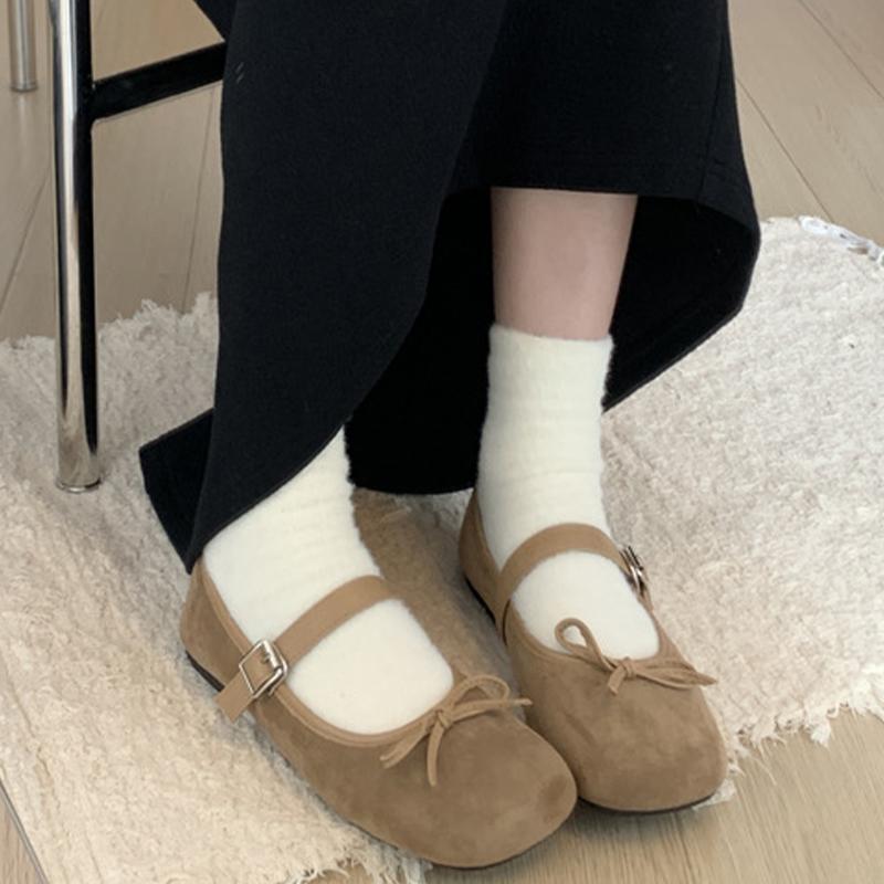 Модные женские замшевые балетки с короткими каблуками, туфли-лоферы с бантом, женская обувь 2025 года, повседневная обувь для ходьбы, зимняя обувь Мэри Джейн, Zapatillas