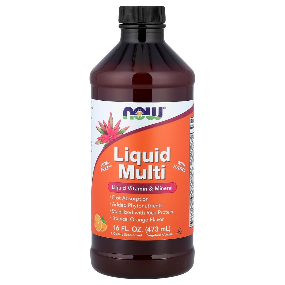 Now Foods Liquid Multi with Xylitol, Tropical Orange, Iron-Free, 473ml (16 fl oz)