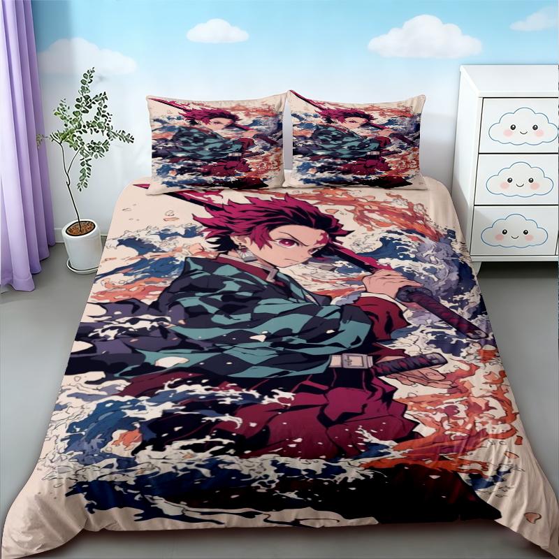 Duvet Cover Demon Slayer Kimetsu No Yaiba Kamado Nezuko Anime Polyester Bedding Set Duvet Cover Set Printed Cartoon Home Decor