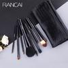 Luxurious 9pcs Makeup Brushes Set Powder Foundation Blusher Eyeshadow Brush Kabuki Cosmetics Tools+ Leather Case