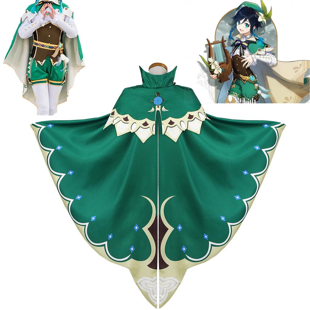 Genshin Impact косплей игра аниме проект Venti костюмы для косплея женский плащ топ шорты пояс носки галстук полный комплект