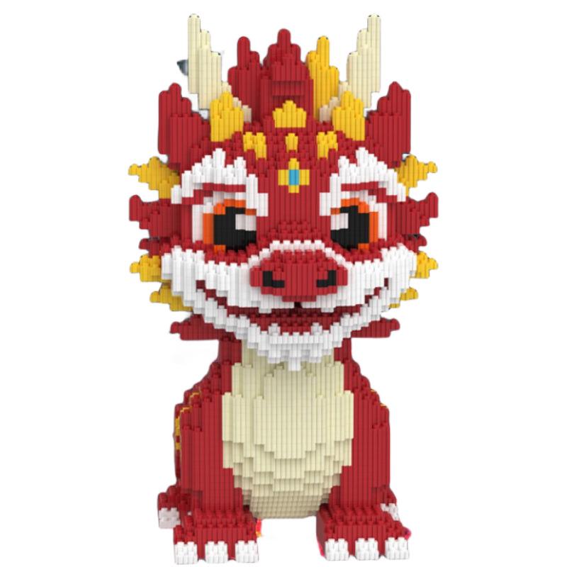 New 30Cm Diy Dragon Building Blocks Assembly Toy Small Particle Puzzle Ornaments 3D Desktop Decoration Birthday Gift