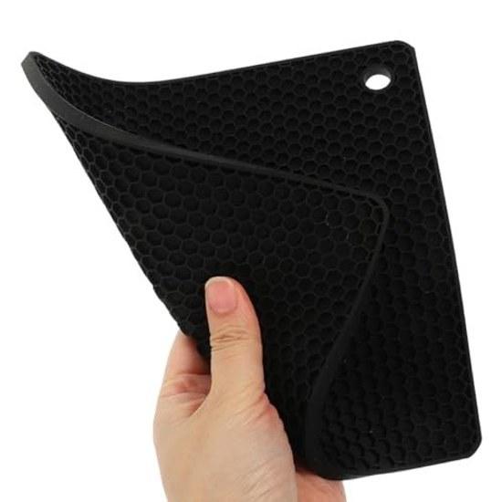 No-brand silicone pot mat set 6 black heat conduction prevention non-slip honeycomb structure countertop protection round 18cm x 3 pieces + square