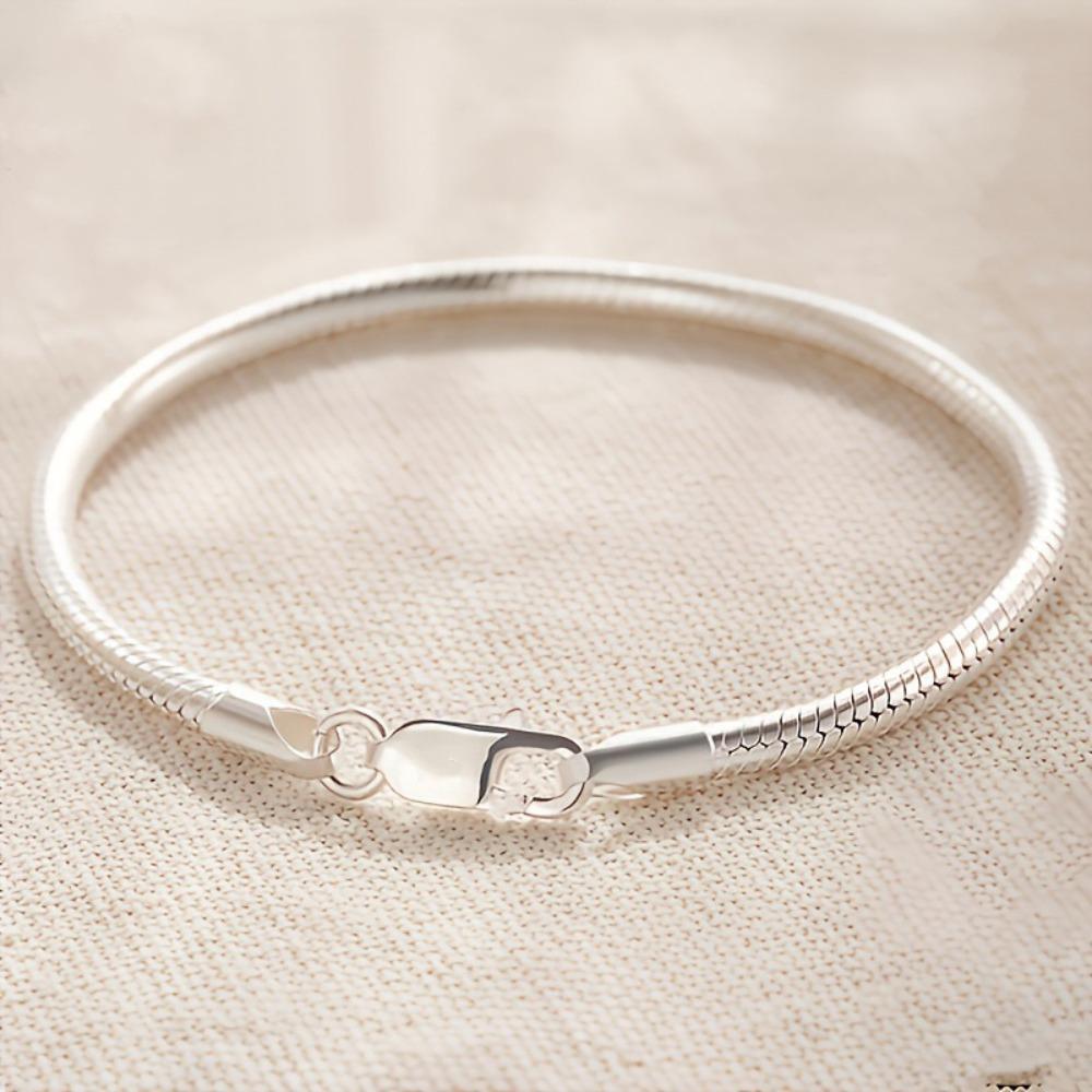 S925 Silver Plated Snake Bone Bracelet Unisex Luxury Couple Bracelet Stylish and Versatile