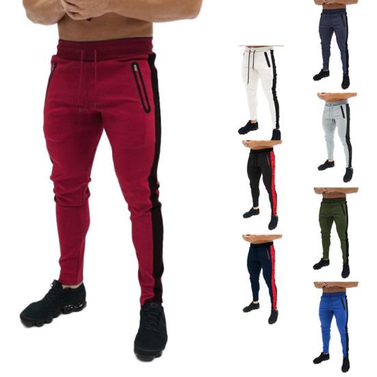 Спортивные мужские осенние брюки-карандаш для джоггинга с цветными блоками, карманами на кулиске и зауженным кроем