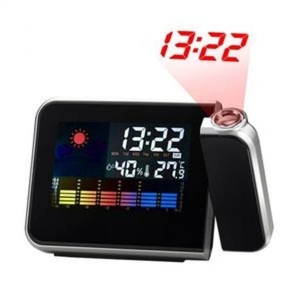 Multifunction Digital Alarm Clock with Light Projection and Weather Station