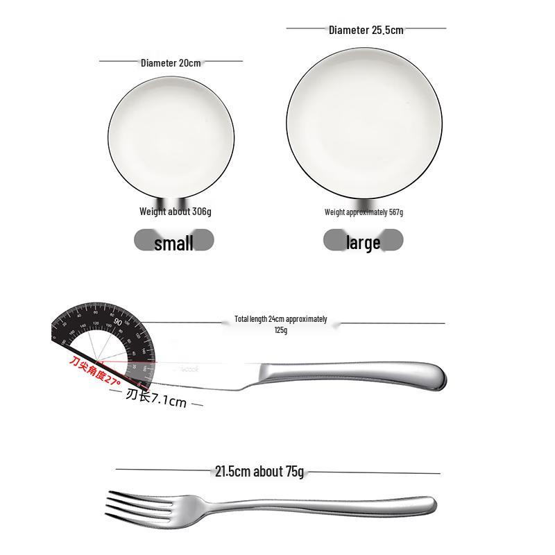 Onlycook Stainless Steel Steak Cutlery & Plate Set