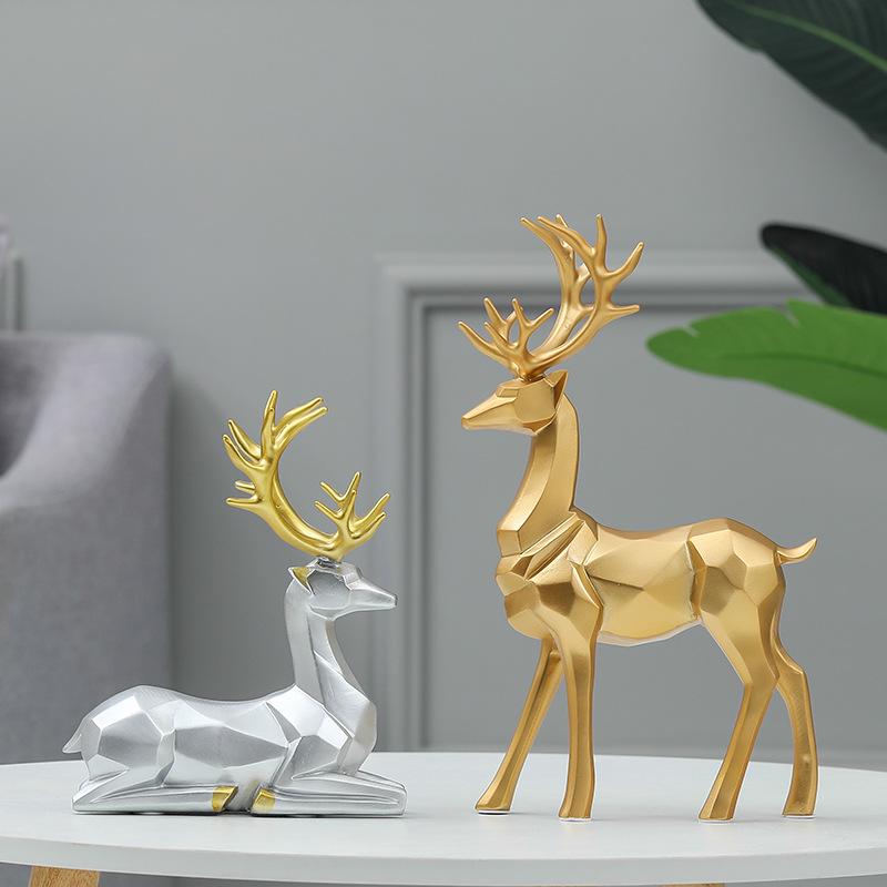 Nordic Resin Origami Elk Ornament for Living Room Decoration - Housewarming Gift