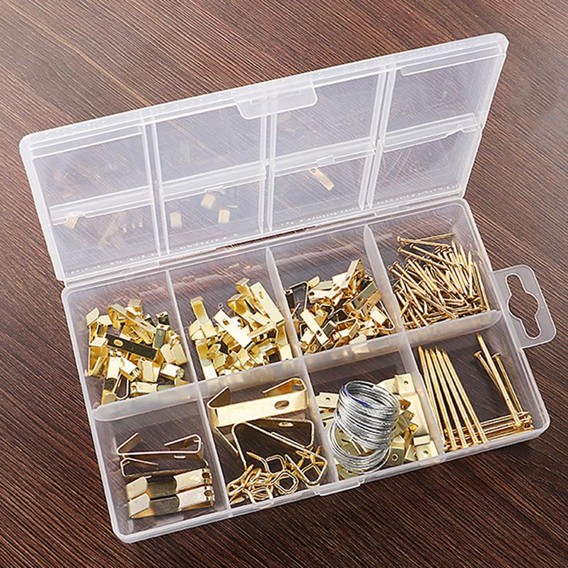Wires 200PC Picture Hangers Kit Woodworking Hardware Painting Nails Mirror Hanging Set