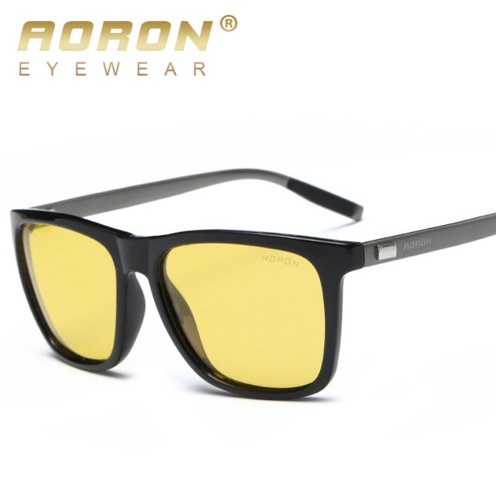 aoron Men's and Women's Polarized Sunglasses Aluminum Magnesium Glasses Legs Sunglasses Box Driving Sunglasses Night Vision