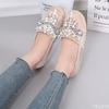Pearl Beading Espadrilles Shoes Woman 42 43 Big Size Straw Flats Crystal Flower Loafers Women Fisherman Creepers Moccasins