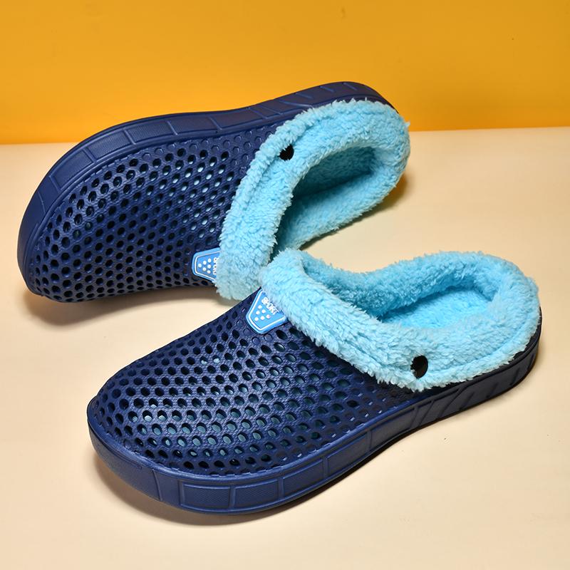 Winter 2024 New Style Plus Velvet Slippers Warm Garden Shoes Men's Home Soft Plush Slippers Indoor Couples Plush Shoes