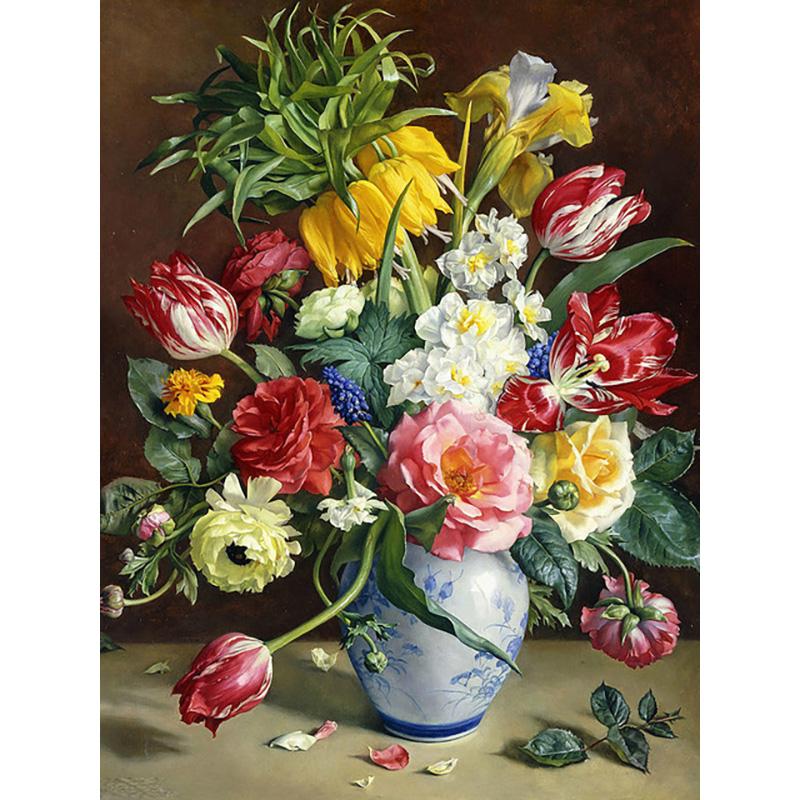 DIY 5D алмазная живопись ваза для цветов вышивка крестиком полная круглая Алмазная вышивка мозаика Цветочная картина из страз Декор подарок