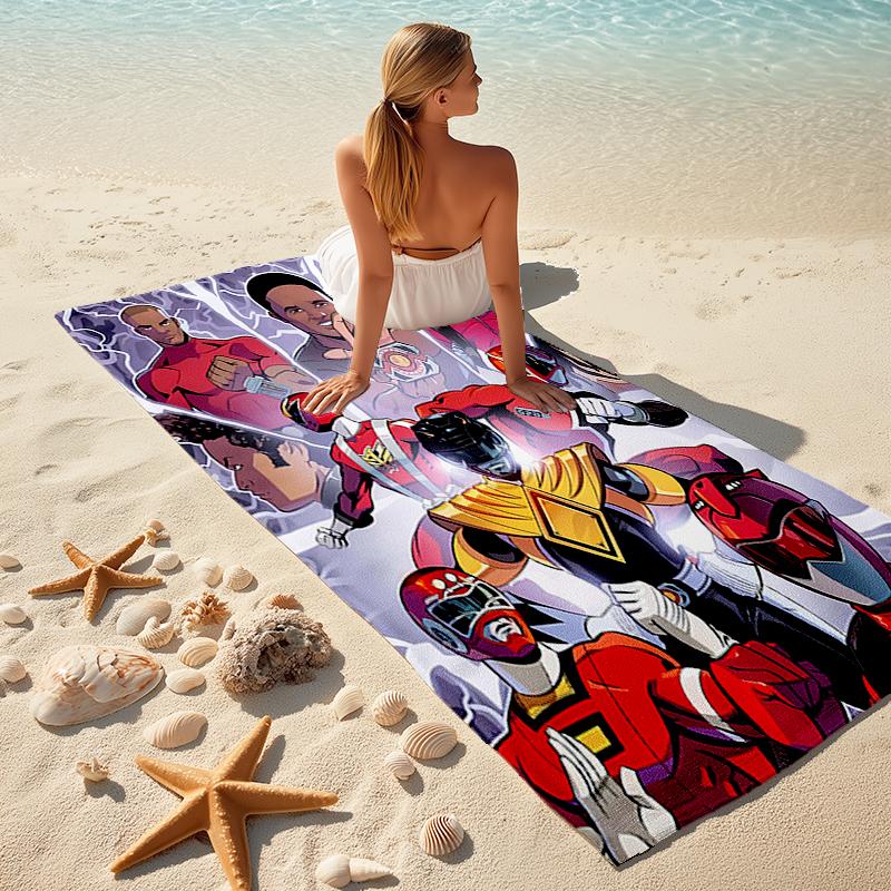 1pc Mighty Morphin Power Rangers3 Beach Towel, Comfortable and Thick, and Swimming/Bath/Picnic/Camping Towel, Suitable for Seaside Beaches
