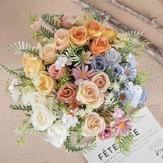 Красивый Искусственный Букет Многослойными Лепестками Красочные Декоративные