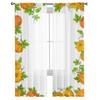 Pumpkins And Green Leaves Tulle Window Curtain For Living Room Bedroom Voile Sheer Curtains Kitchen Treatments Drapes