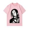 Men's 100% Cotton Crew Neck Short Sleeve T-Shirt, Stylish Rap Music Character Portrait Print Casual Comfortable Tee for Daily Street Wear