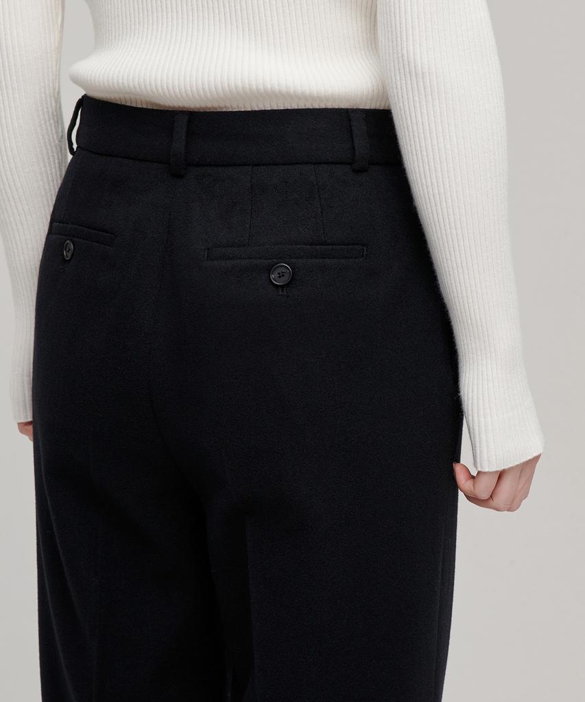 MUSINSA STANDARD WOMAN Женские шерстяные фланелевые свободные зауженные брюки [Черный]
