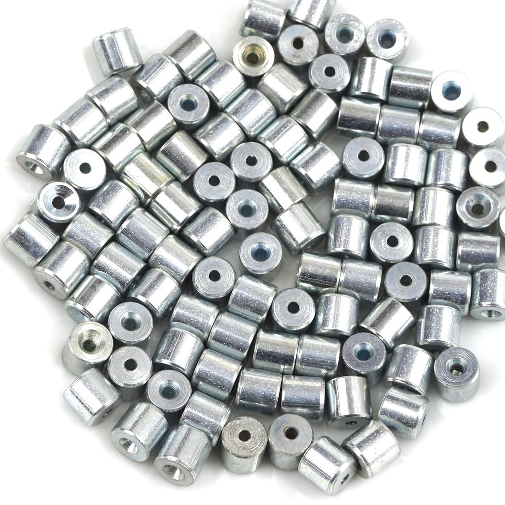 ECR011 100 шт., автомобильный оконный регулятор, намоточное устройство для ремонта, стальной трос, конец троса, фитинг, стопорная втулка, обжимная заклепка 6x5,6/1,7 мм