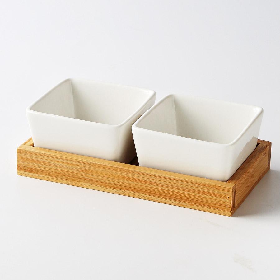 Керамическая десертная тарелка MUZITY, квадратная фруктовая тарелка с бамбуковым и деревянным подносом, фарфоровая тарелка для торта или конфет