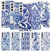 Сине-белый фарфоровый чехол для телефона Samsung Galaxy S26 S25 Edge S24 S23 FE S22 Ultra S21 Plus S20 + Fundas Cover Coque Galax
