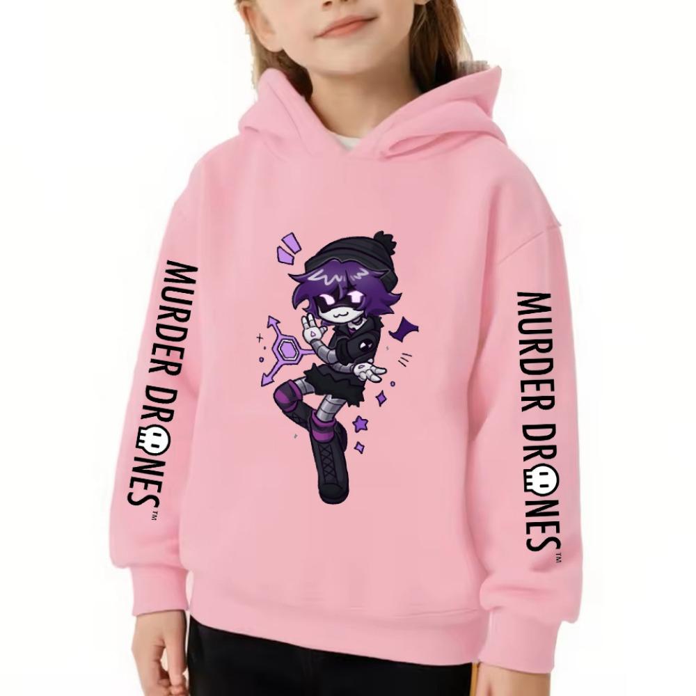 Fashion Children Hoodie, Trendy Sci-fi Robot Cartoon Characters And Sleeve Word Decor Pattern Pullover Sweatshirt, Fall Winter CasualSportLongSleeve