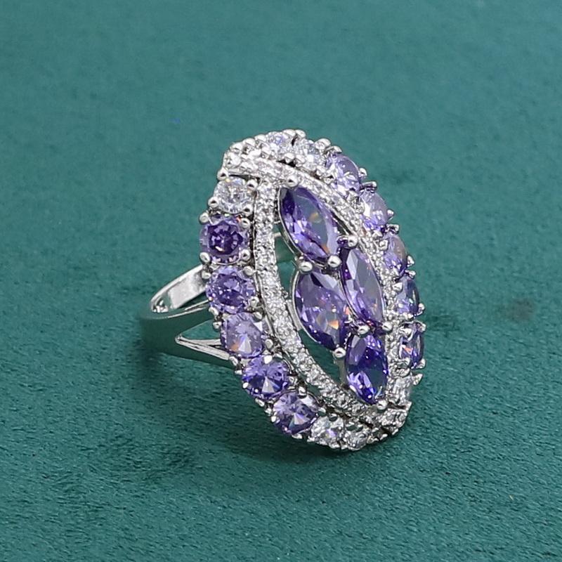 WPAITKYSPфиолетовый аметист серебряного цвета, комплект ювелирных изделий для женщин, браслет, серьги, ожерелье, кулон, кольцо, подарок на день рождения