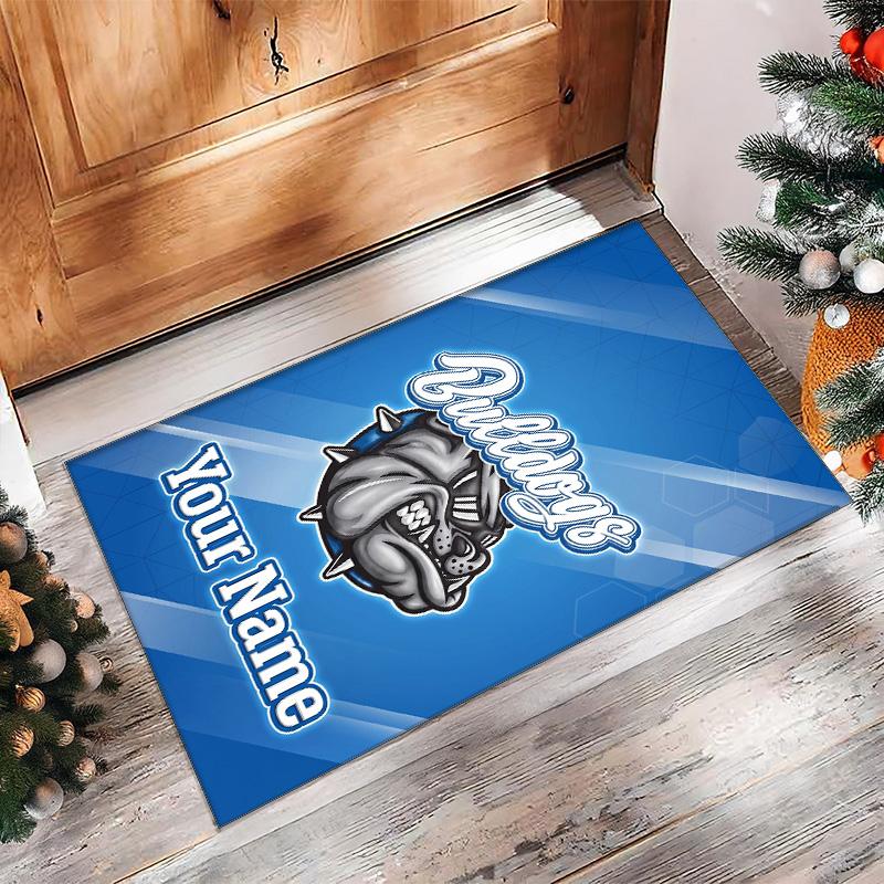 Canterbury-Bankstown Bulldogs Crystal Velvet Rug, Custom Name Text Personalized Non‑Slip Floor Mat for Home Decor Gift