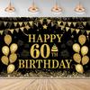 Украшения на 50-летие для мужчин и женщин - Баннер «С Днем Рождения 50 лет» Украшения для вечеринки Черное Золото 50 Лет Принадлежности для Дня Рождения Фон для