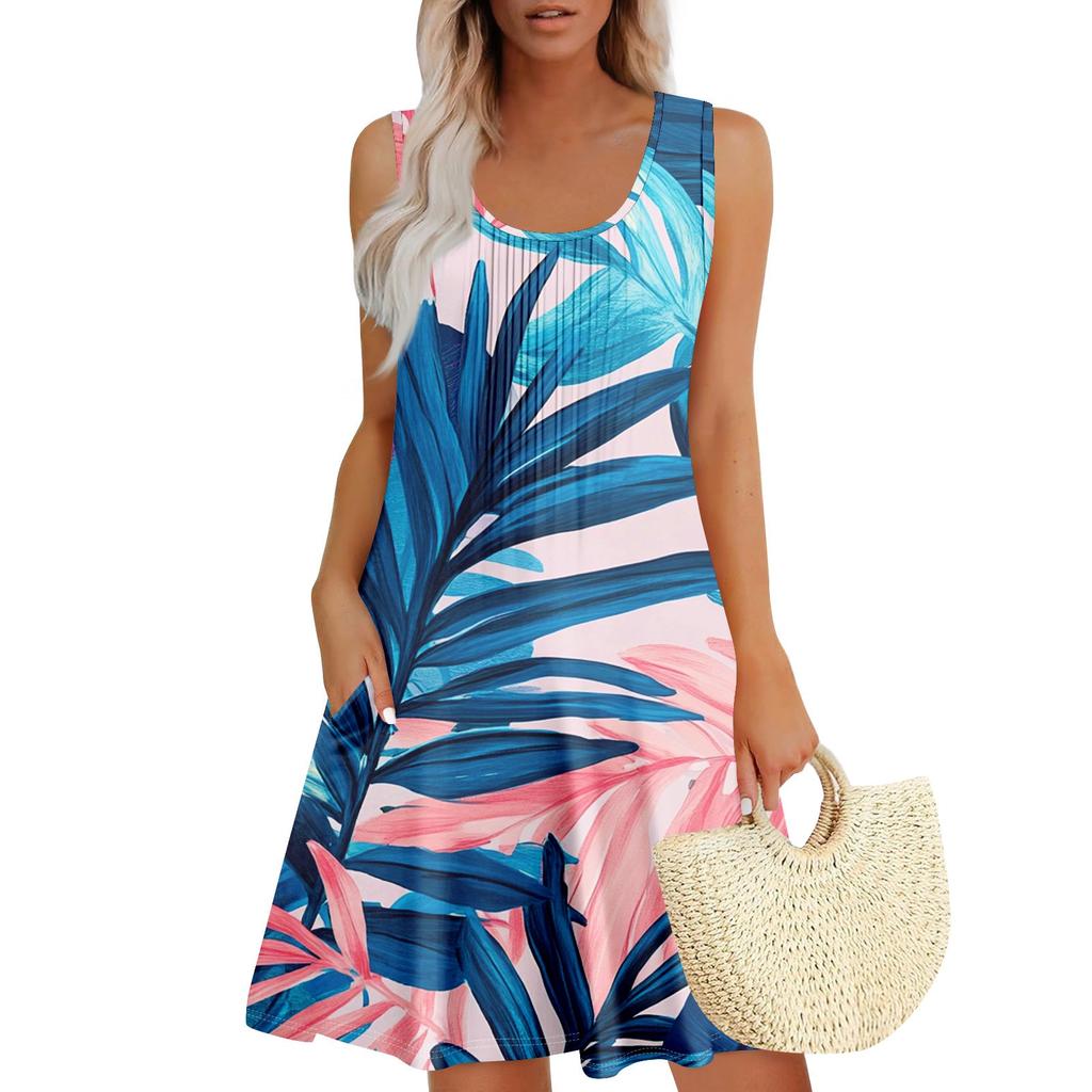 Женский повседневный сарафан с карманами, летнее пляжное платье в стиле бохо, праздничное платье для женщин, платья-майки