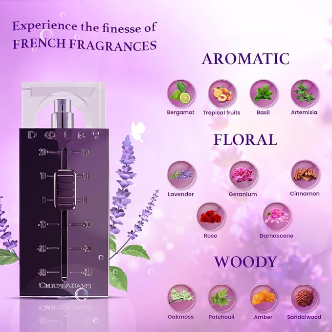 Chris Adams Парфюмированная вода - Dolby | Смелый ароматный цветочно-древесный аромат для мужчин | Освежающий ежедневный парфюм для мужчин | 100 мл | Сделано в Индии