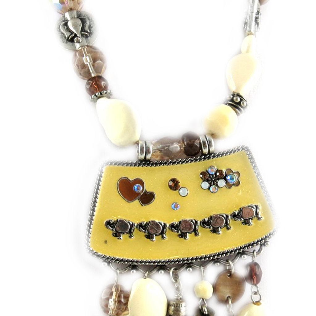 Les Trésors De Lily [E0659] — Дизайнерское колье «Мимозы» бежевого цвета