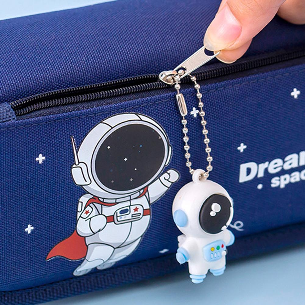 Space Astronaut Pencil Case Large Capacity Kids Stationery Bag School Studen Cartoon Canvas Pencil Bag Korean Stationery