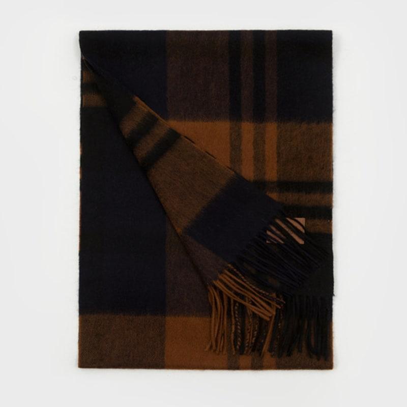 RECLOW MUNM КЛЕТЧАТЫЙ КАШЕМИР 100% ШАРФ ВЕРБЛЮЖИЙ