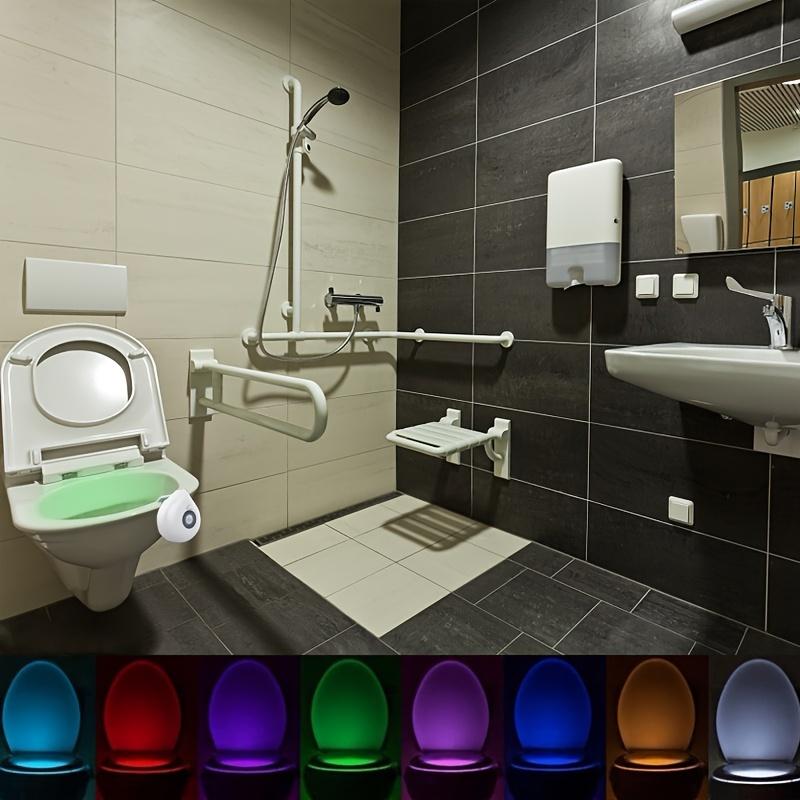 Светильник с датчиком движения для туалета, 8 цветов, светодиодный ночник для туалета, встроенный в туалет, датчик движения PIR